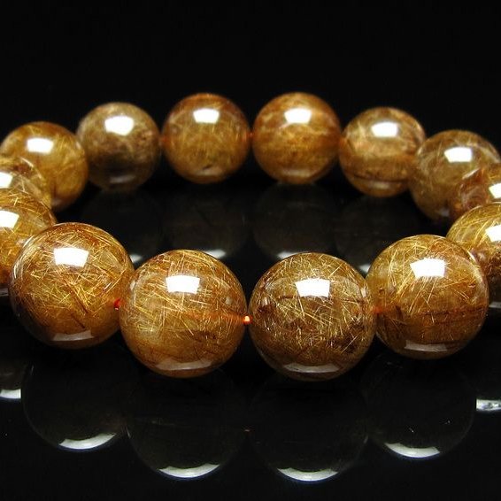 ルチルクォーツ ブレスレット 17mm ブロンズルチル ブレス  一点物 111-50783