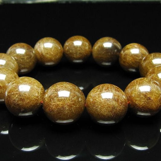 ルチルクォーツ ブレスレット 19mm ブロンズルチル ブレス  一点物 111-50787