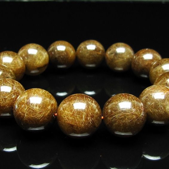 ルチルクォーツ ブレスレット 17mm ブロンズルチル ブレス  一点物 111-50789