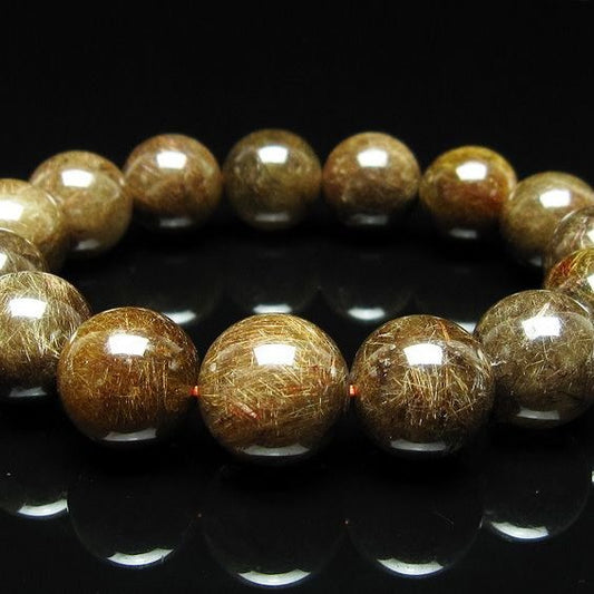 ルチルクォーツ ブレスレット 15mm ブロンズルチル ブレス  一点物 111-50790