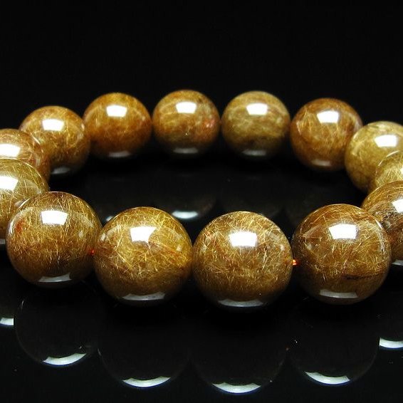 ルチルクォーツ ブレスレット 16mm ブロンズルチル ブレス  一点物 111-50791