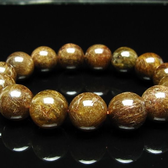 ルチルクォーツ ブレスレット 15mm ブロンズルチル ブレス  一点物 111-50792