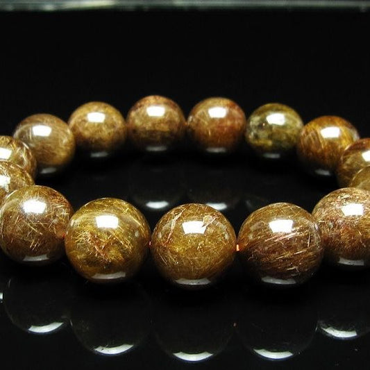 ルチルクォーツ ブレスレット 15mm ブロンズルチル ブレス  一点物 111-50792