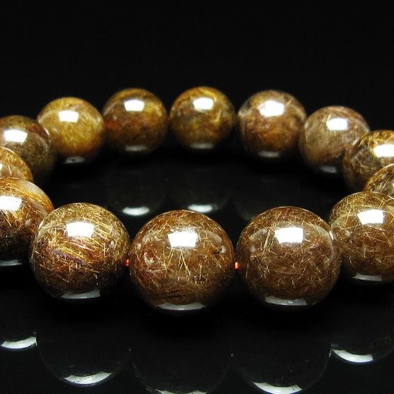 ルチルクォーツ ブレスレット 16mm ブロンズルチル ブレス  一点物 111-50793