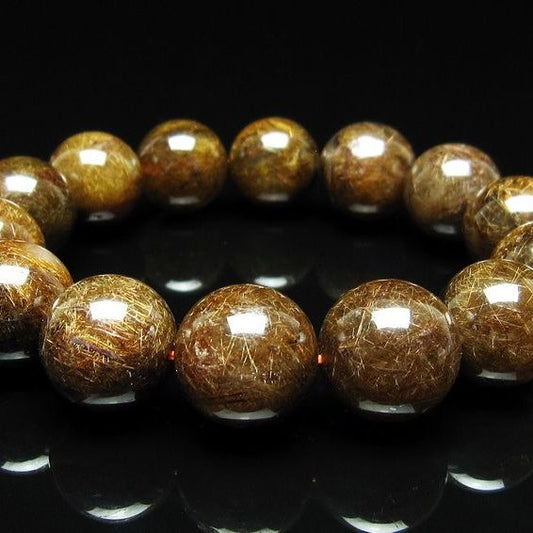 ルチルクォーツ ブレスレット 16mm ブロンズルチル ブレス  一点物 111-50793