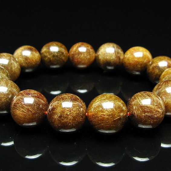 ルチルクォーツ ブレスレット 14mm ブロンズルチル ブレス  一点物 111-50795