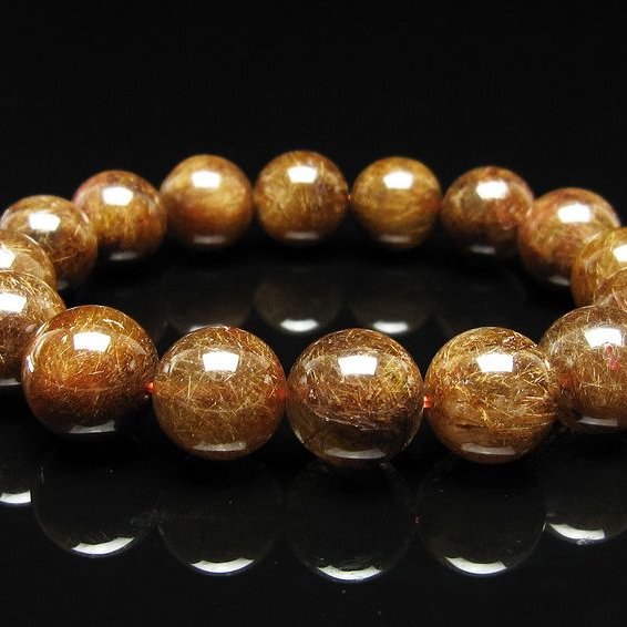 ルチルクォーツ ブレスレット 13mm ブロンズルチル ブレス  一点物 111-50797