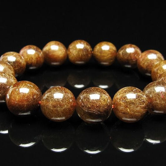 ルチルクォーツ ブレスレット 13mm ブロンズルチル ブレス  一点物 111-50797