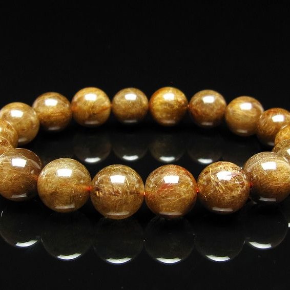 ルチルクォーツ ブレスレット 12mm ブロンズルチル ブレス  一点物 111-50798