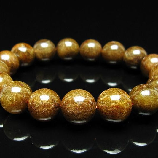 ルチルクォーツ ブレスレット 12mm ブロンズルチル ブレス  一点物 111-50801
