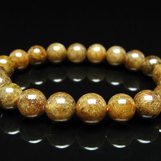 ルチルクォーツ ブレスレット 10mm ブロンズルチル ブレス  一点物 111-50808