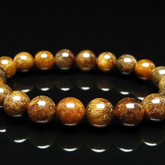 ルチルクォーツ ブレスレット 10mm ブロンズルチル ブレス  一点物 111-50810