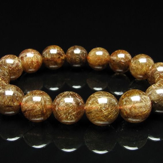 ルチルクォーツ ブレスレット 12mm ブロンズルチル ブレス  一点物 111-50813