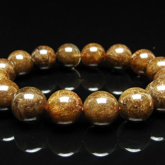 ルチルクォーツ ブレスレット 13mm ブロンズルチル ブレス  一点物 111-50814