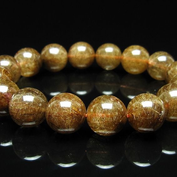 ルチルクォーツ ブレスレット 13mm ブロンズルチル ブレス  一点物 111-50815