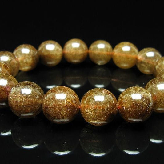 ルチルクォーツ ブレスレット 13mm ブロンズルチル ブレス  一点物 111-50815
