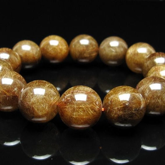 ルチルクォーツ ブレスレット 16mm ブロンズルチル ブレス  一点物 111-50816