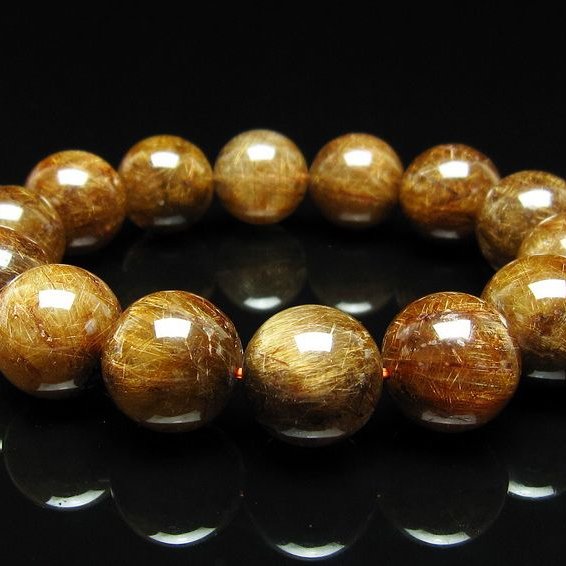 ルチルクォーツ ブレスレット 16mm ブロンズルチル ブレス  一点物 111-50817