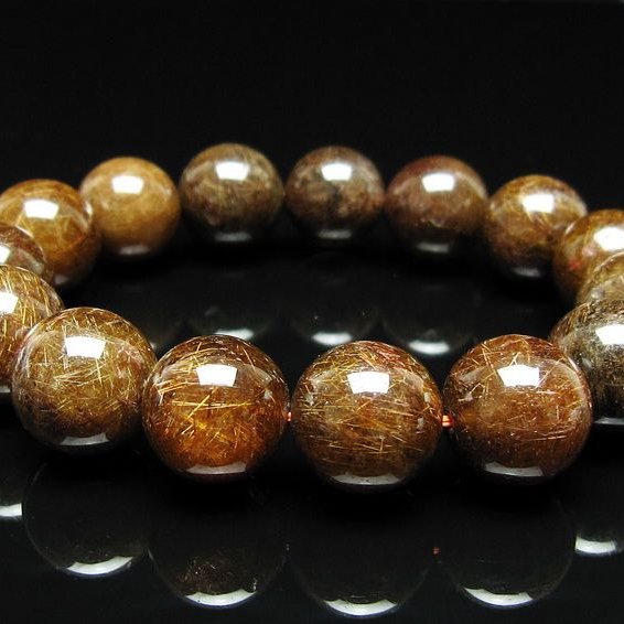 ルチルクォーツ ブレスレット 15mm ブロンズルチル ブレス  一点物 111-50818