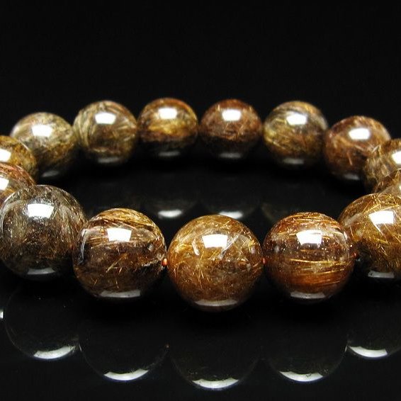 ルチルクォーツ ブレスレット 14mm ブロンズルチル ブレス  一点物 111-50820