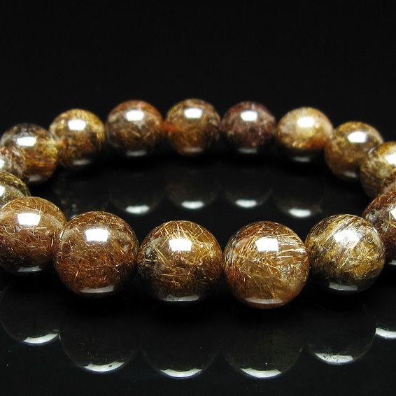 ルチルクォーツ ブレスレット 12mm ブロンズルチル ブレス  一点物 111-50822