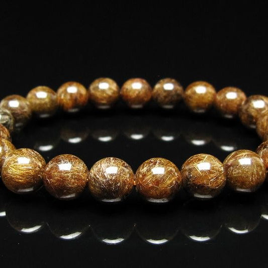 ルチルクォーツ ブレスレット 10mm ブロンズルチル ブレス  一点物 111-50825