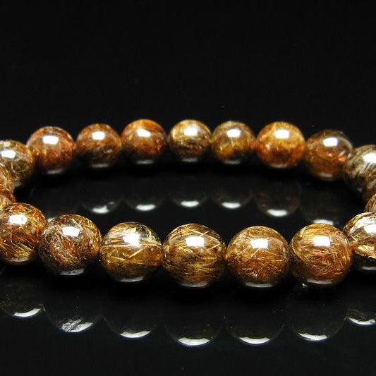 ルチルクォーツ ブレスレット 10mm ブロンズルチル ブレス  一点物 111-50826