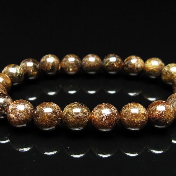 ルチルクォーツ ブレスレット 10mm ブロンズルチル ブレス  一点物 111-50827