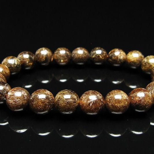 ルチルクォーツ ブレスレット 10mm ブロンズルチル ブレス  一点物 111-50827