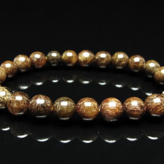 ルチルクォーツ ブレスレット 8mm ブロンズルチル ブレス  一点物 111-50828