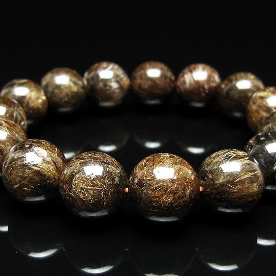 ルチルクォーツ ブレスレット 15mm ブロンズルチル ブレス  一点物 111-50830