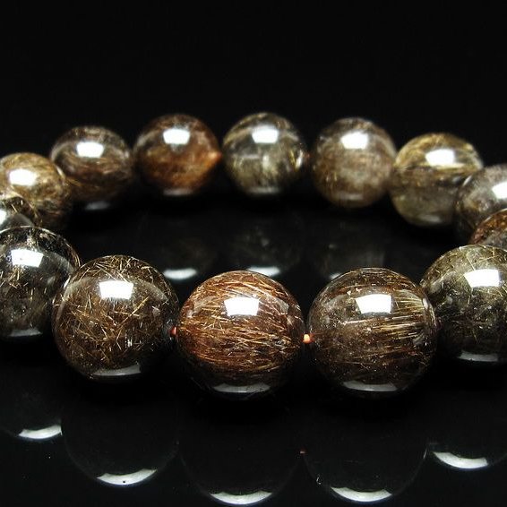ルチルクォーツ ブレスレット 16mm ブロンズルチル ブレス  一点物 111-50831