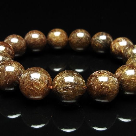 ルチルクォーツ ブレスレット 15mm ブロンズルチル ブレス  一点物 111-50833