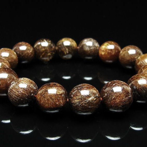 ルチルクォーツ ブレスレット 13mm ブロンズルチル ブレス  一点物 111-50834