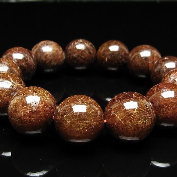 ルチルクォーツ ブレスレット 18mm ブロンズルチル ブレス  一点物 111-50836