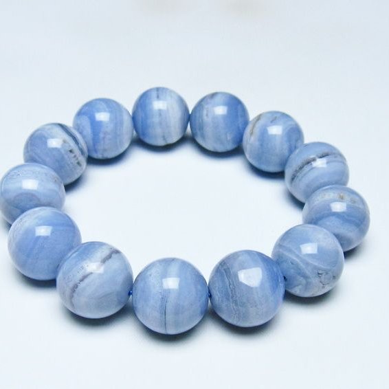 ブルーレースアゲート ブレスレット 17mm メール便可 一点物 111-52373