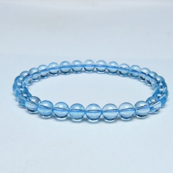 ブルートパーズ ブレスレット 6mm トパーズ 一点物 メール便可 111-53682