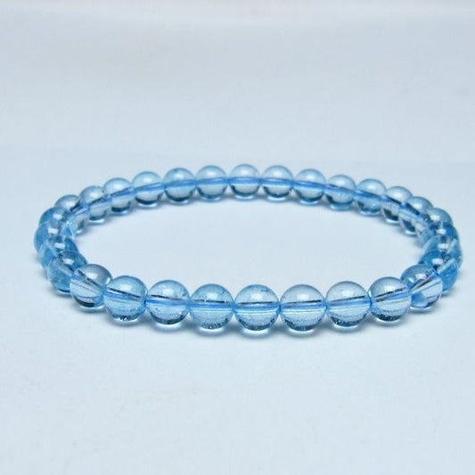 ブルートパーズ ブレスレット 6mm トパーズ 一点物 メール便可 111-53682