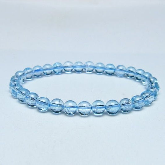 ブルートパーズ ブレスレット 6mm トパーズ 一点物 メール便可 111-53685