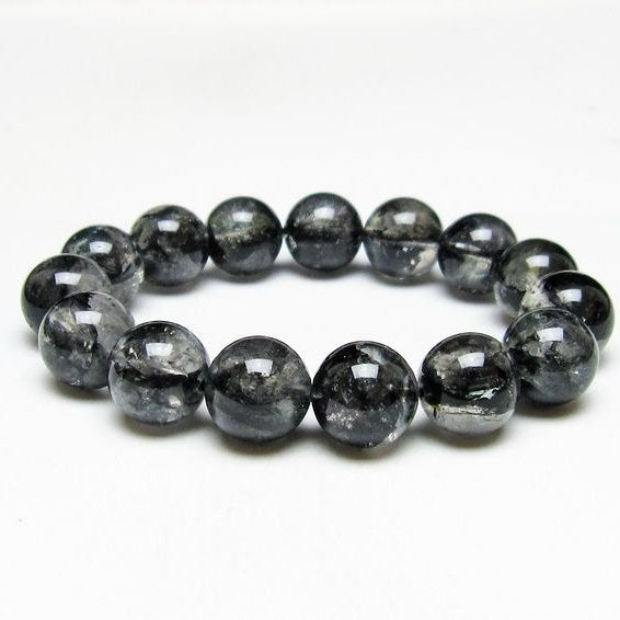 ブラックエレスチャルクォーツ ブレスレット 14mm 一点物 111-53825