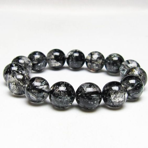 ブラックエレスチャルクォーツ ブレスレット 14mm 一点物 111-53864