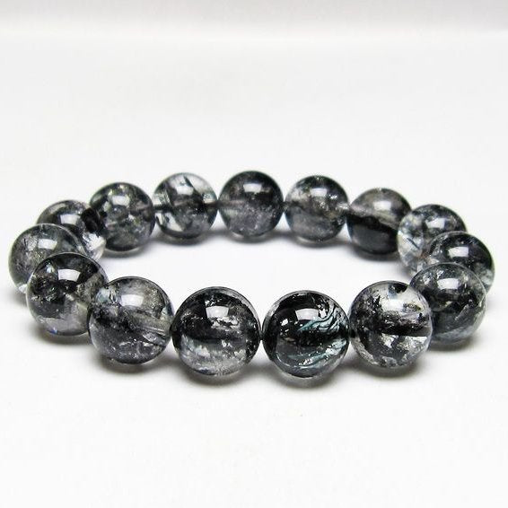 ブラックエレスチャルクォーツ ブレスレット 14mm 一点物 111-53865