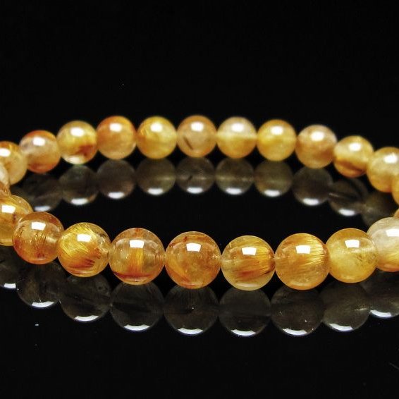 ルチルクォーツ ブレスレット 8mm タイチンルチル ブレス ブラウンゴールド メール便可 一点物 111-54636