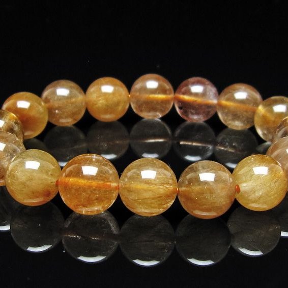 ルチルクォーツ ブレスレット 13mm ゴールドルチル ブロンズルチル 一点物 111-54822