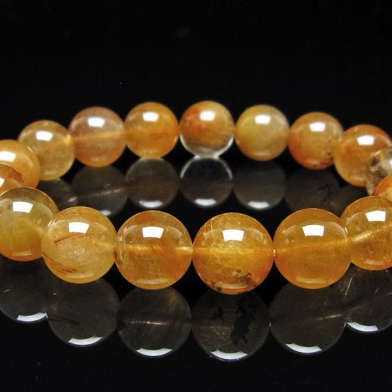 ルチルクォーツ ブレスレット 12mm ゴールドルチル ブロンズルチル メール便可 一点物 111-54824