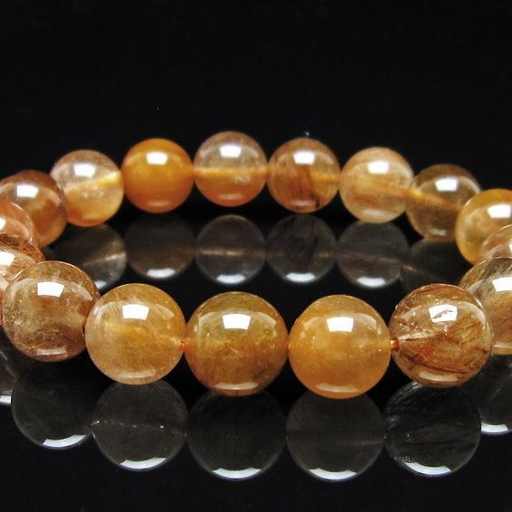 ルチルクォーツ ブレスレット 12mm ゴールドルチル ブロンズルチル メール便可 一点物 111-54850