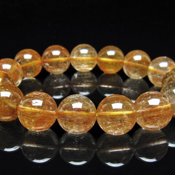 ルチルクォーツ ブレスレット 15mm ゴールドルチル ブロンズルチル 一点物 111-54880