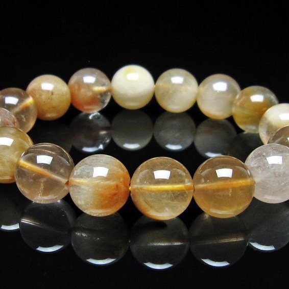 ルチルクォーツ ブレスレット 13mm ゴールドルチル ブロンズルチル 一点物 111-54881