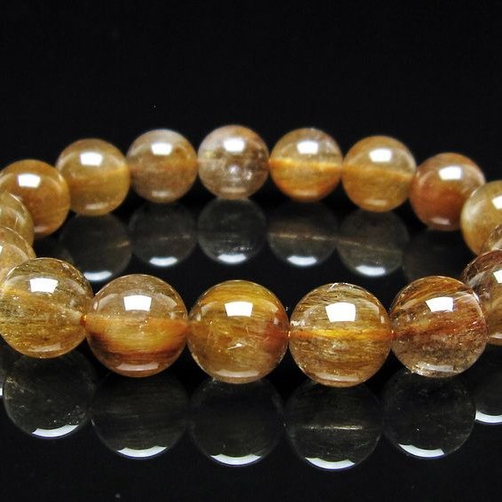 ルチルクォーツ ブレスレット 12mm ゴールドルチル ブロンズルチル 一点物 111-54885