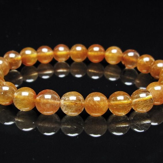ルチルクォーツ ブレスレット 8mm ゴールドルチル ブロンズルチル メール便可 一点物 111-54887